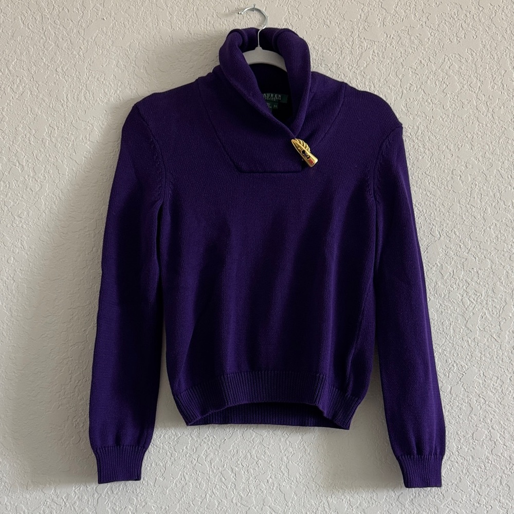 Ralph Lauren Deep Purple Cowl Neck Sweater